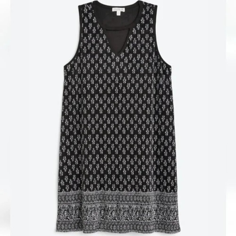 Nine Britton Women's Renata Sleeveless Pleated Dress Black White Size 1X NWT
